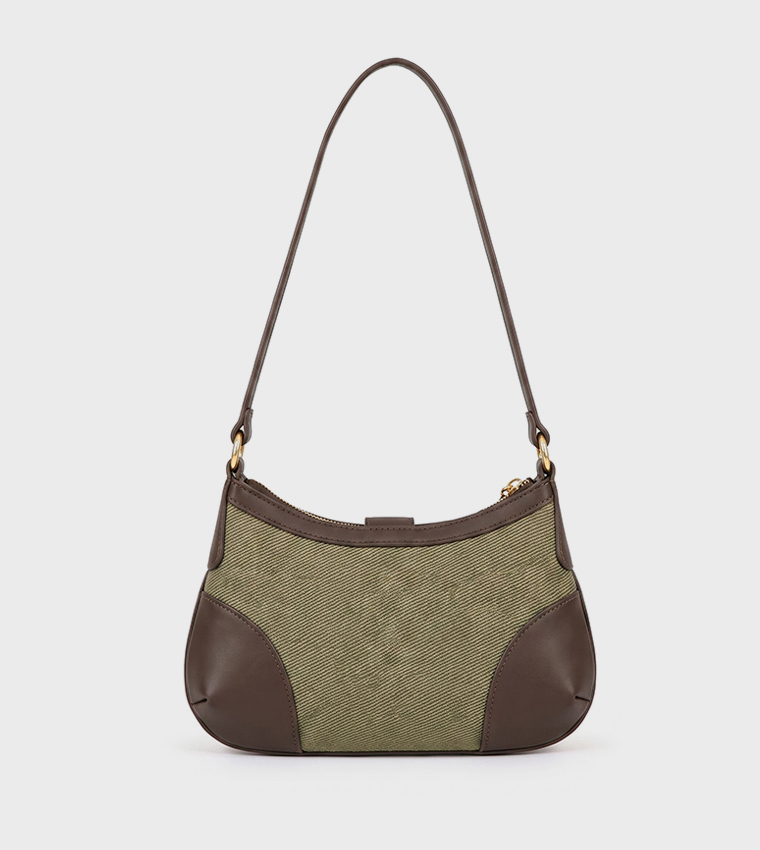 Textured Twist Lock Shoulder Bag