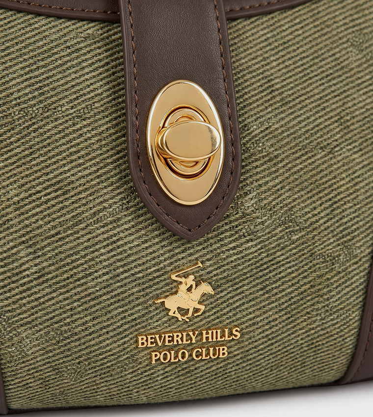 Textured Twist Lock Shoulder Bag