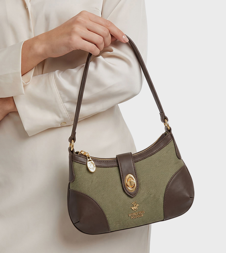 Textured Twist Lock Shoulder Bag
