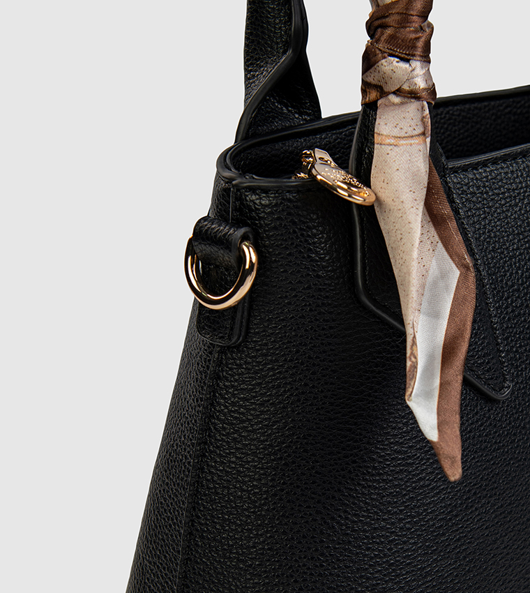 Textured Scarf Detail Satchel Bag