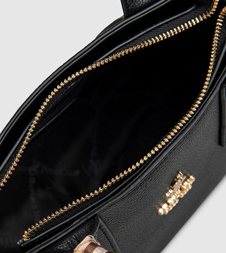 Textured Scarf Detail Satchel Bag