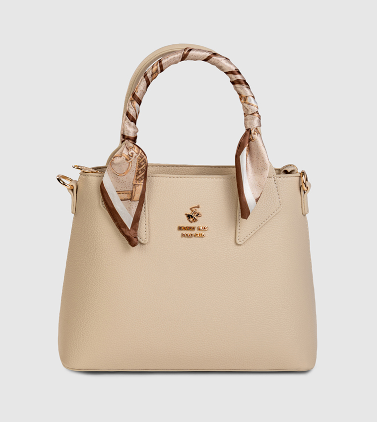 Textured Scarf Detail Satchel Bag