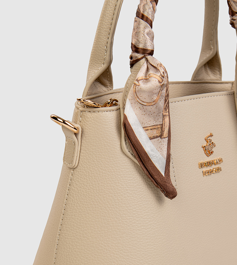 Textured Scarf Detail Satchel Bag