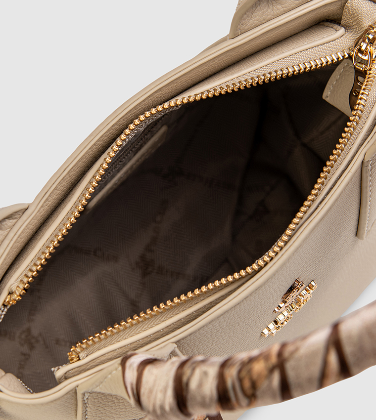 Textured Scarf Detail Satchel Bag