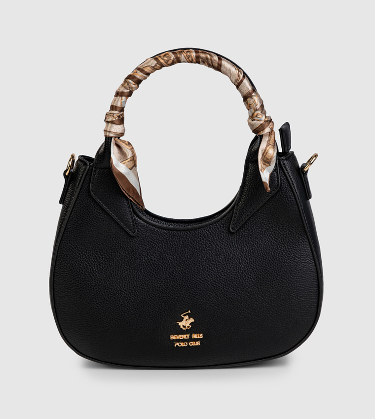 Textured Scarf Detail Handheld Bag