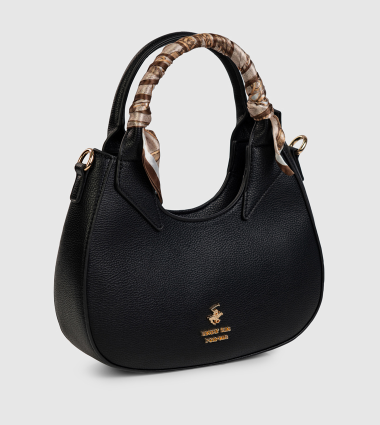 Textured Scarf Detail Handheld Bag