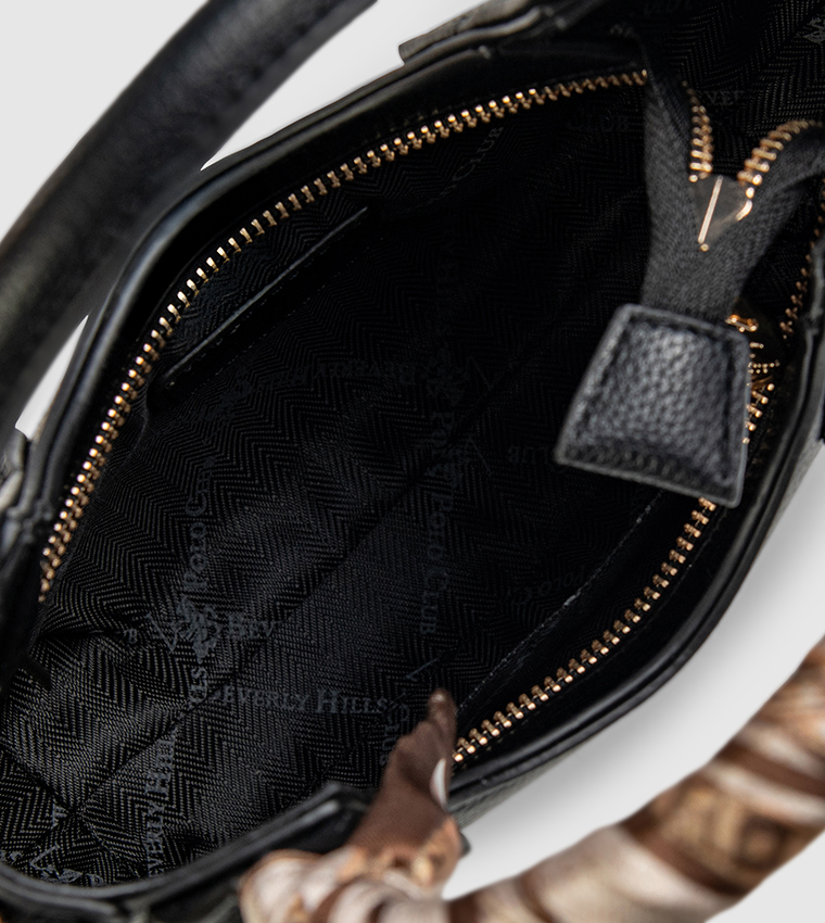 Textured Scarf Detail Handheld Bag