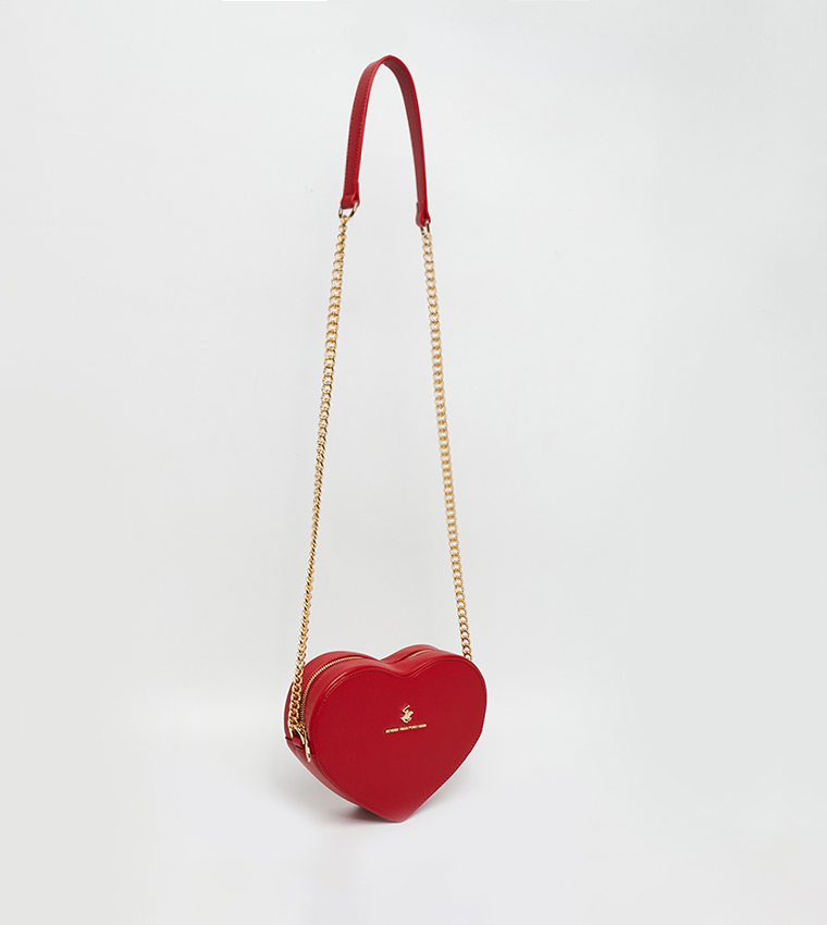 Logo Detail Heart Shape Crossbody Bag