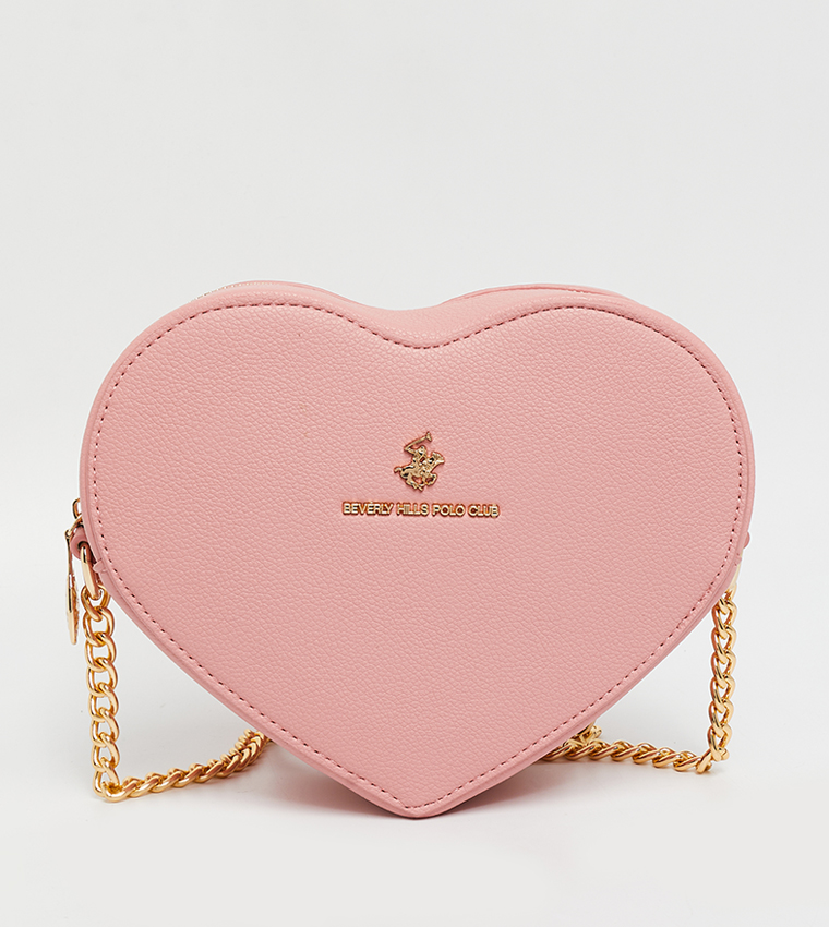 Solid Logo Detail Heart Shape Crossbody Bag