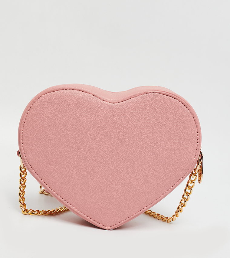 Solid Logo Detail Heart Shape Crossbody Bag
