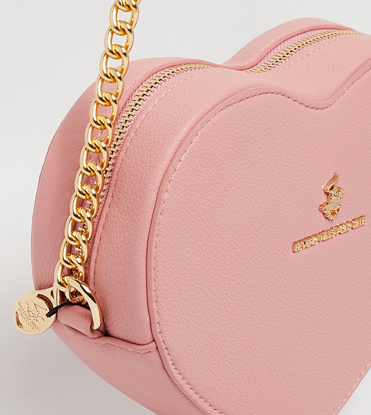 Solid Logo Detail Heart Shape Crossbody Bag