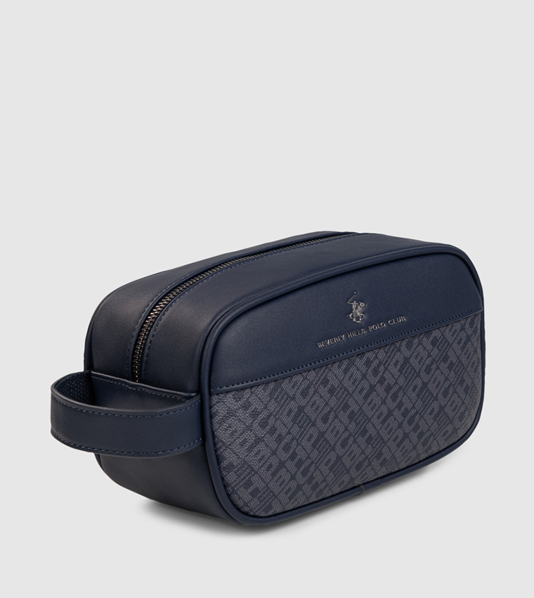 Logo Patterned Zippered Toiletry Bag