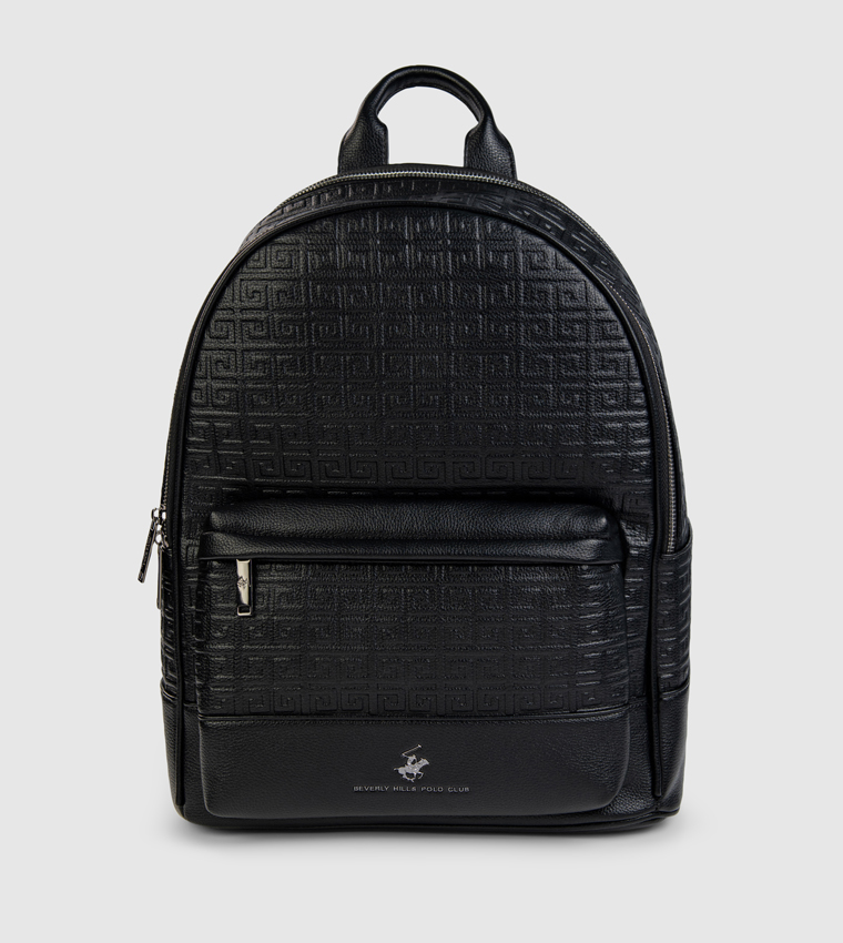 Logo Patterned Zippered Backpack
