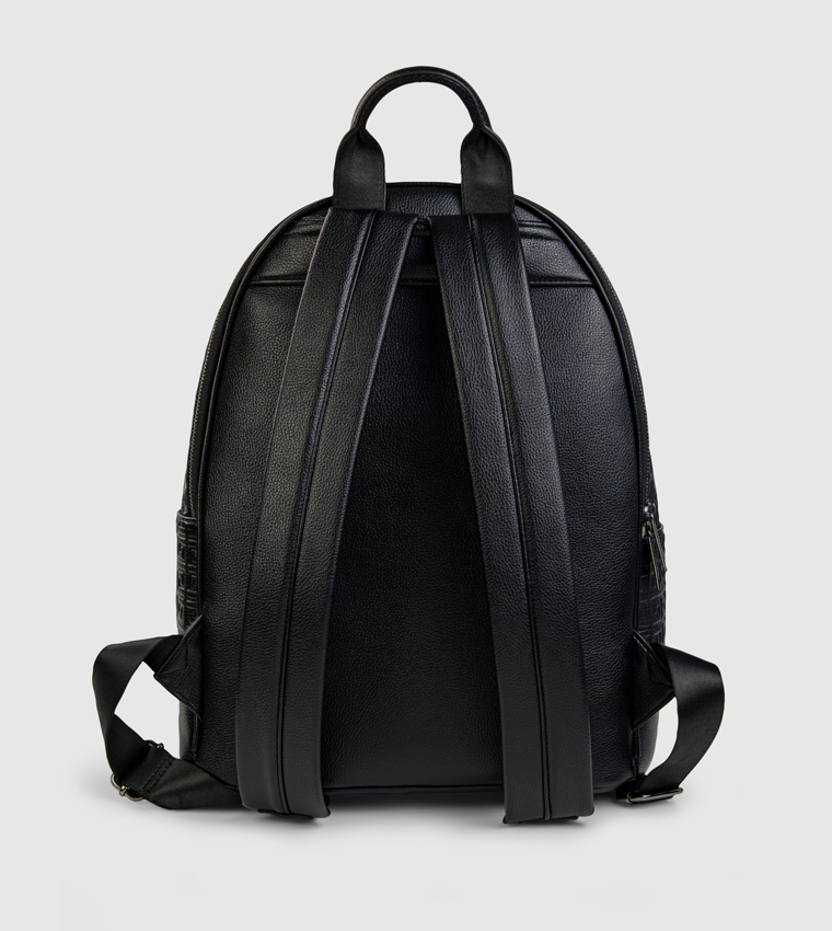 Logo Patterned Zippered Backpack