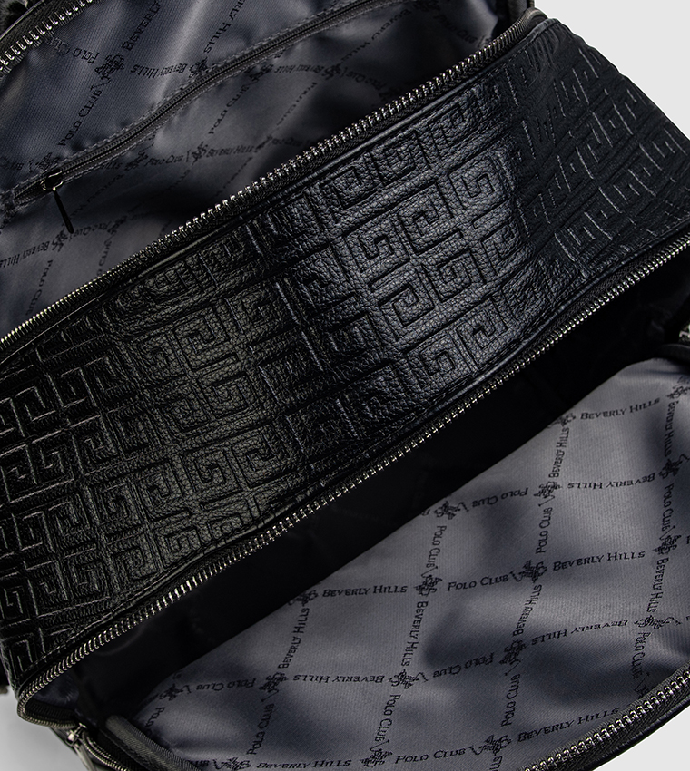 Logo Patterned Zippered Backpack