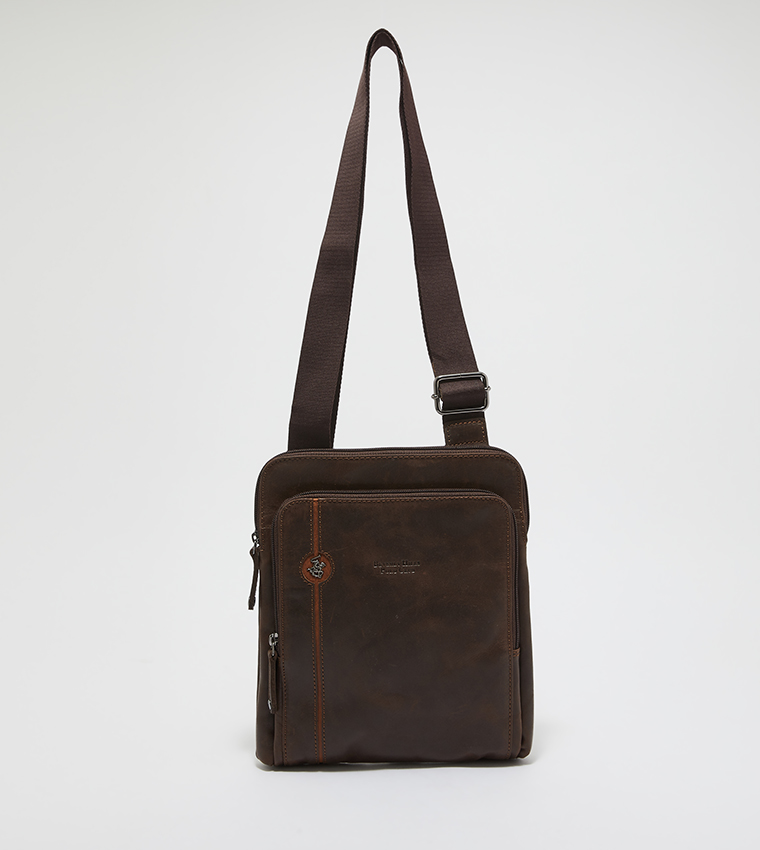 Solid Zip Messenger Bag