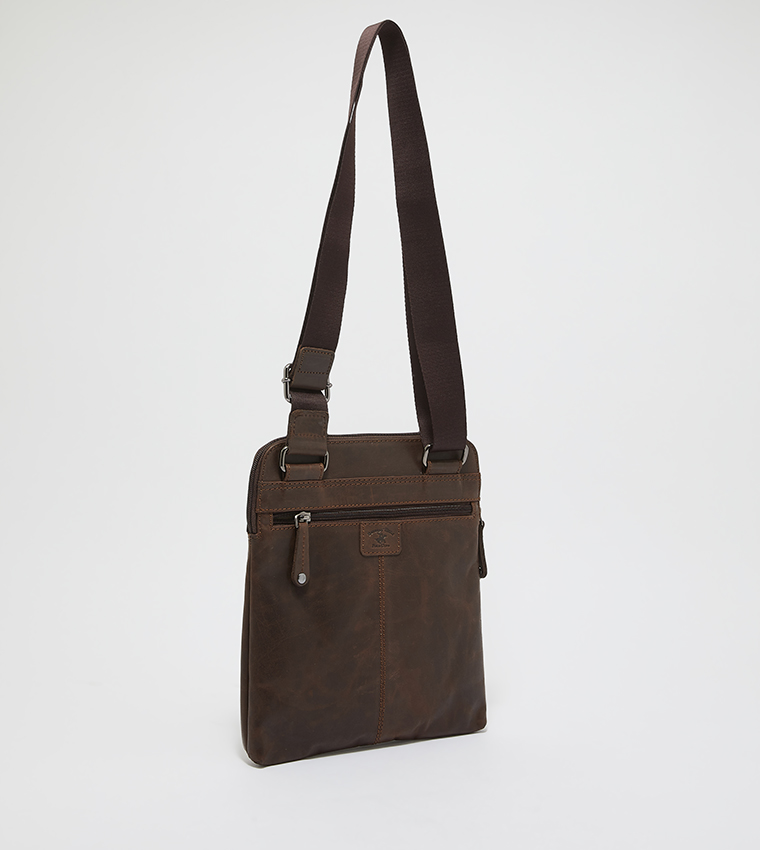 Solid Zip Messenger Bag
