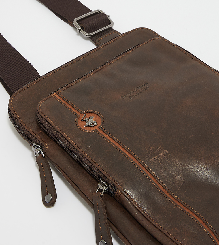 Solid Zip Messenger Bag