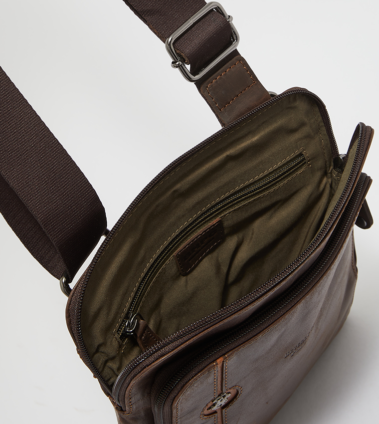 Solid Zip Messenger Bag