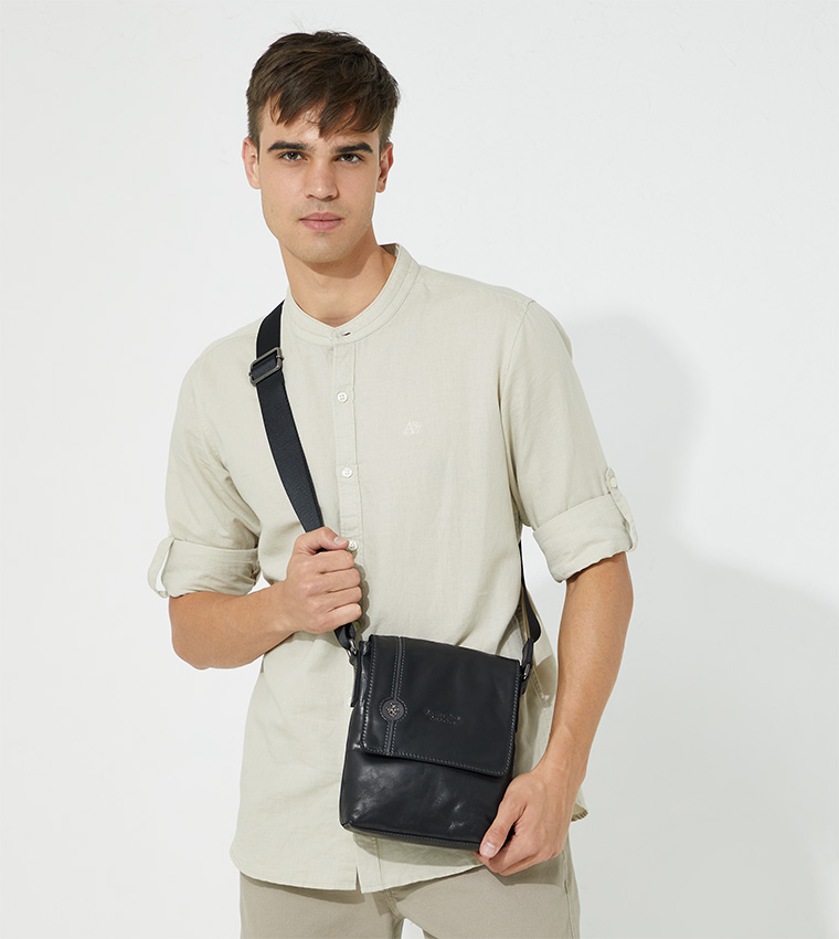 Solid Flap Closure Messenger Bag