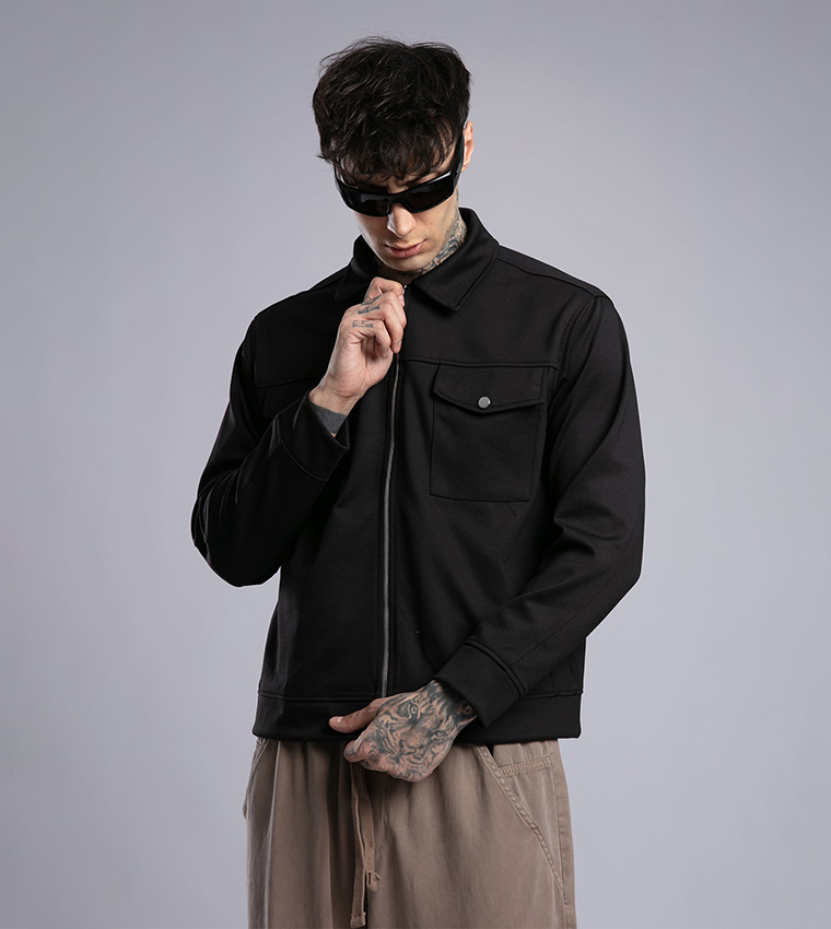 Jacket with Flap Patch Pockets