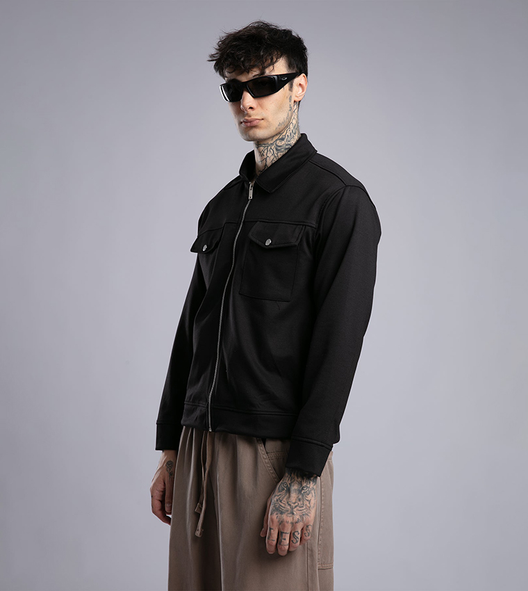 Jacket with Flap Patch Pockets