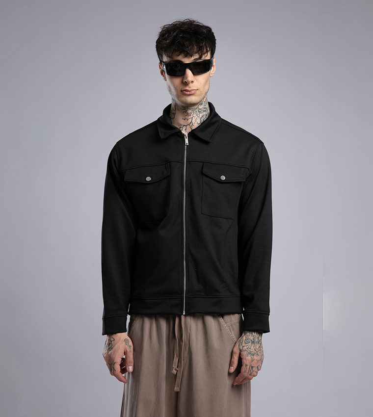 Jacket with Flap Patch Pockets