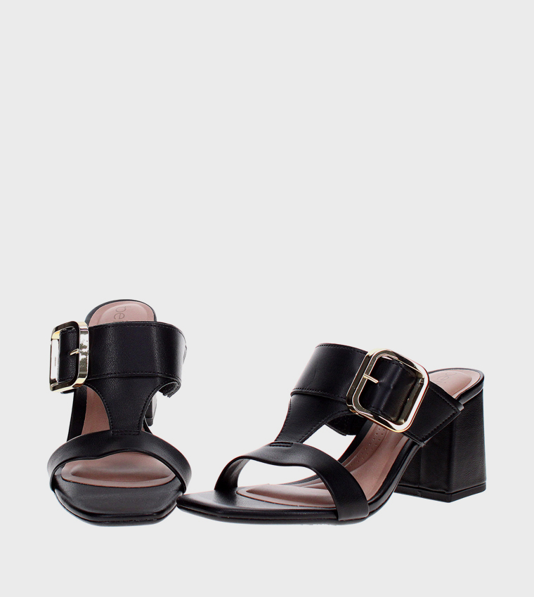 Block Heel Buckle Sandals