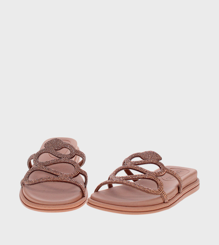 Embellished Open Toe Flat Sandals