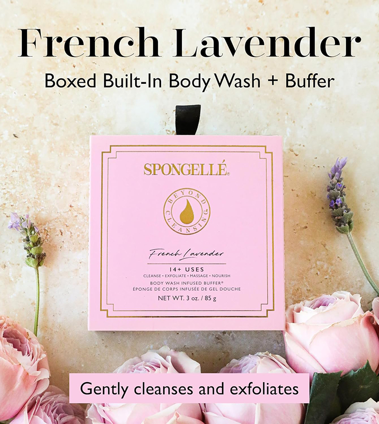 Daisy Collection French Lavender Body Wash Infused Flower Buffer - 14+Uses, 85g