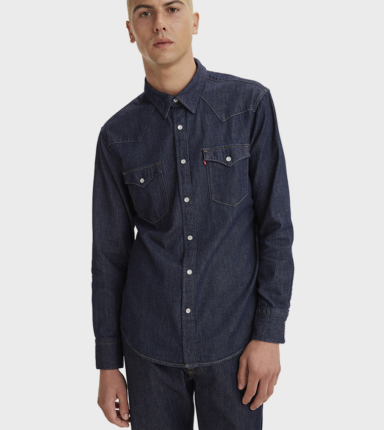 قميص جينز بكم طويل 