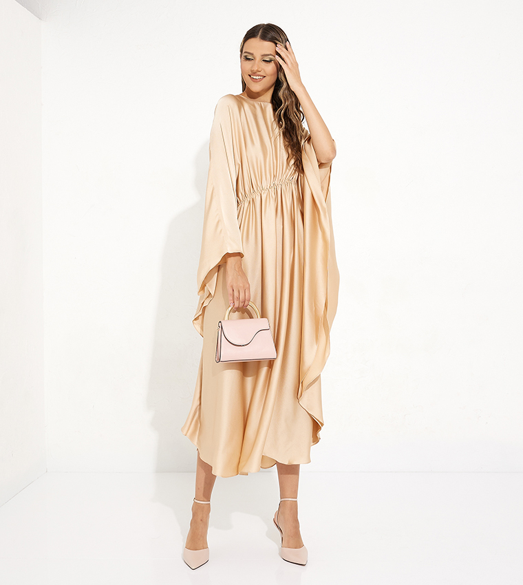 Elastic Waist Woven Kaftan Dress