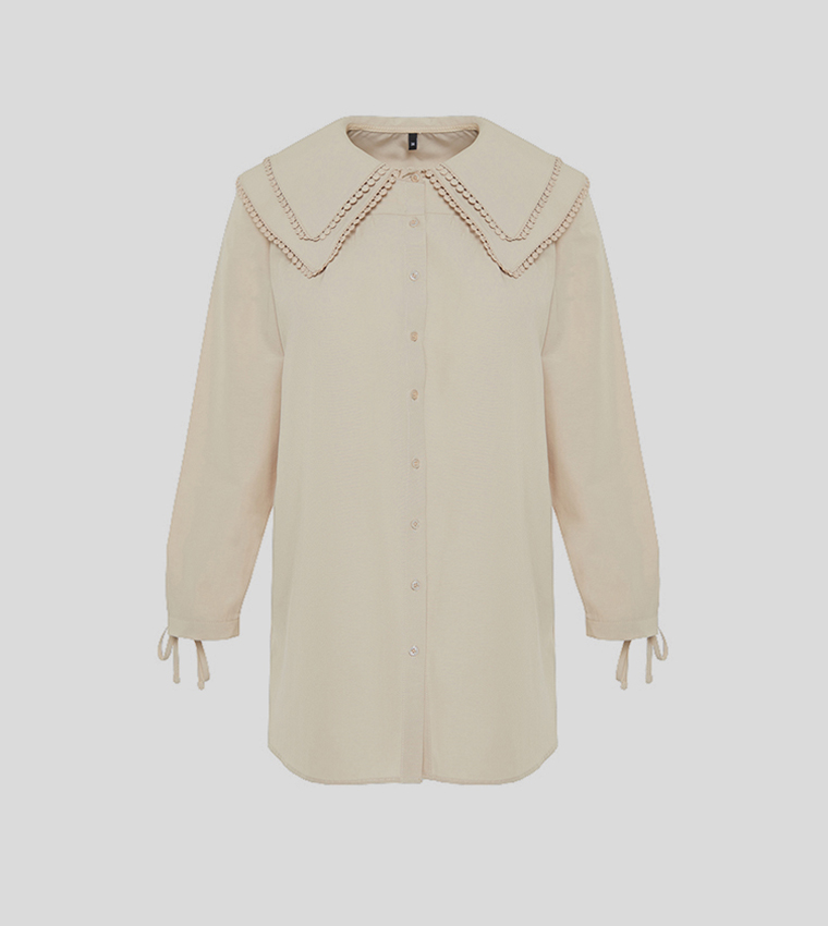 Solid Sailor Collar Long Sleeves Tunic