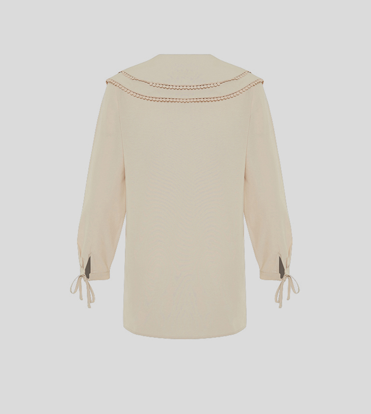 Solid Sailor Collar Long Sleeves Tunic