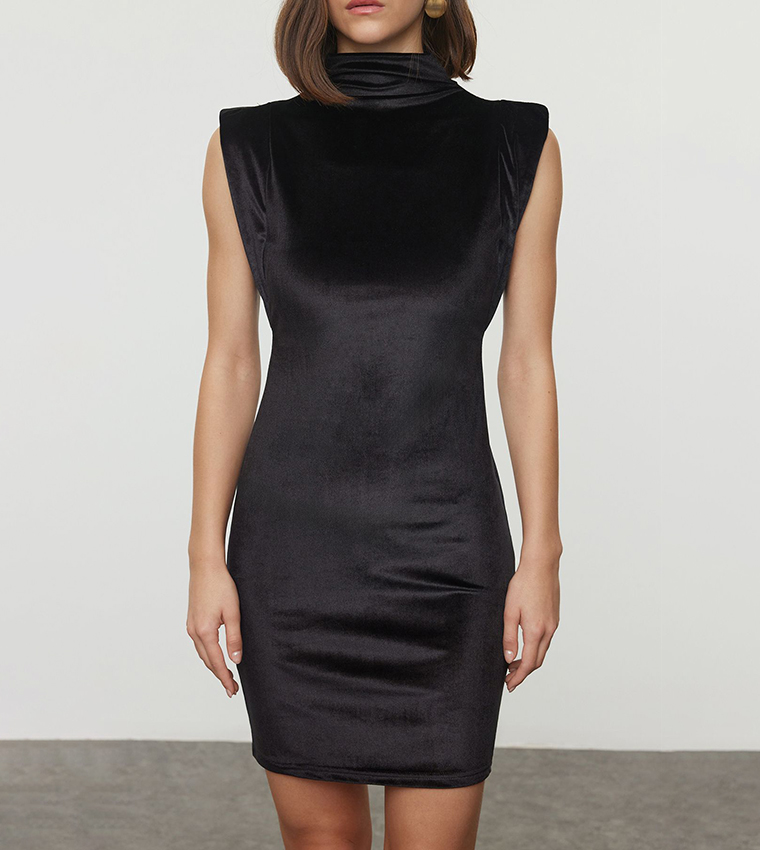 Solid Velvet Bodycon Mini Dress