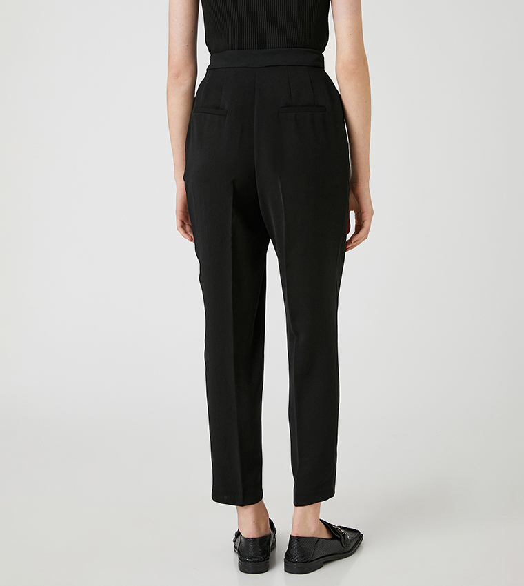 Solid Button Closure Pants