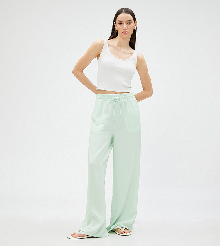 Solid Drawstring Waist Pants