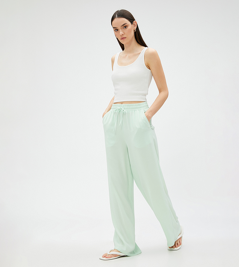 Solid Drawstring Waist Pants