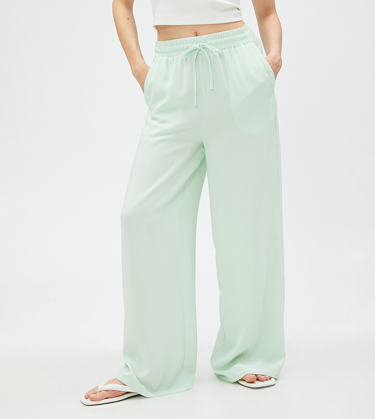 Solid Drawstring Waist Pants