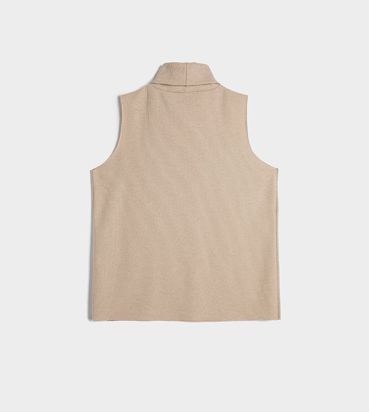 توب تانك مرن قصير بياقة سلحفاة 