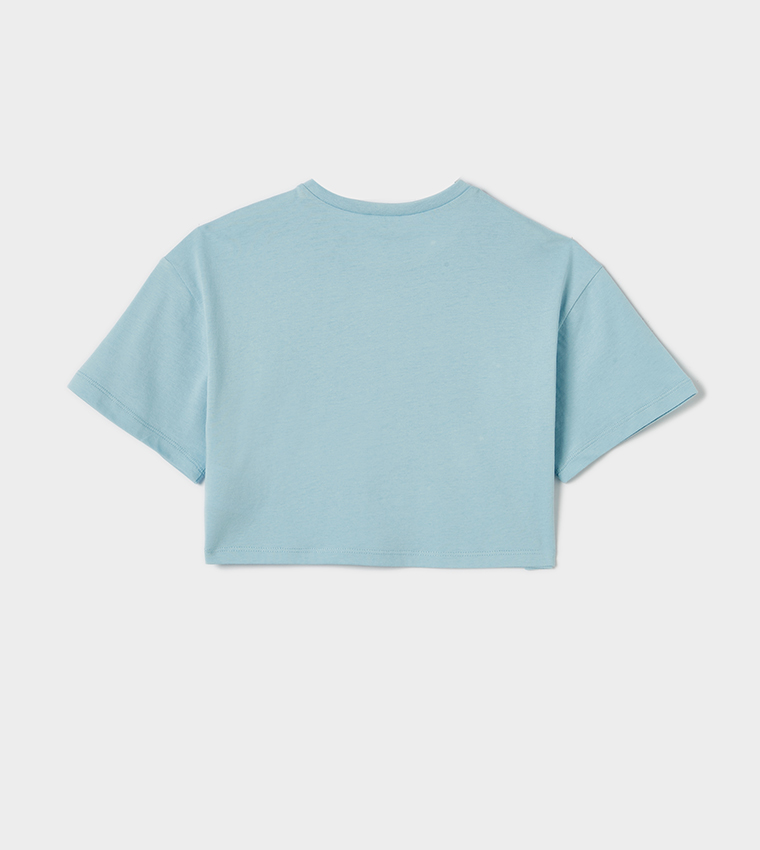 Printed Short Sleeves Crop T-Shirt