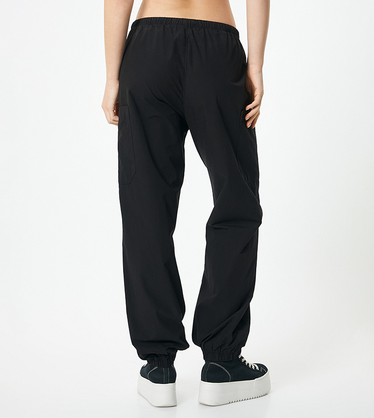 Solid Drawstring Waist Parachute Pants