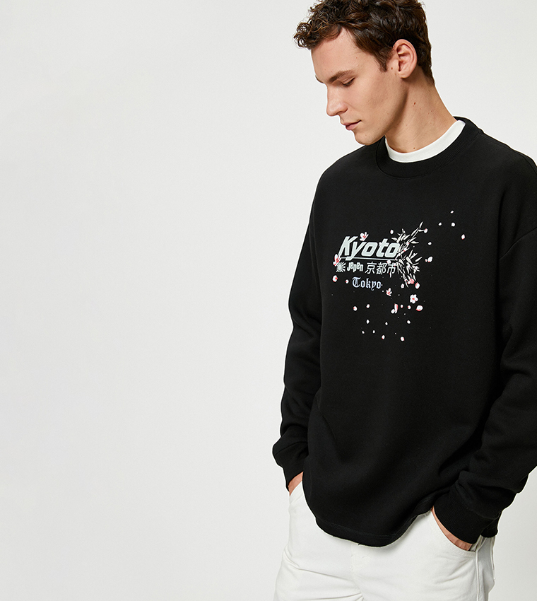 Far East Printed Crew Neck Relax Fit Sweatshirt