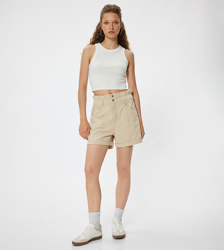 Solid High Waist Shorts