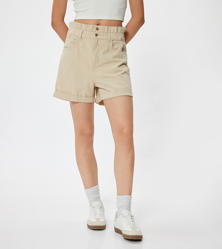 Solid High Waist Shorts