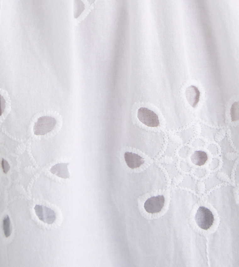 Puff Sleeves Broderie Maxi Dress