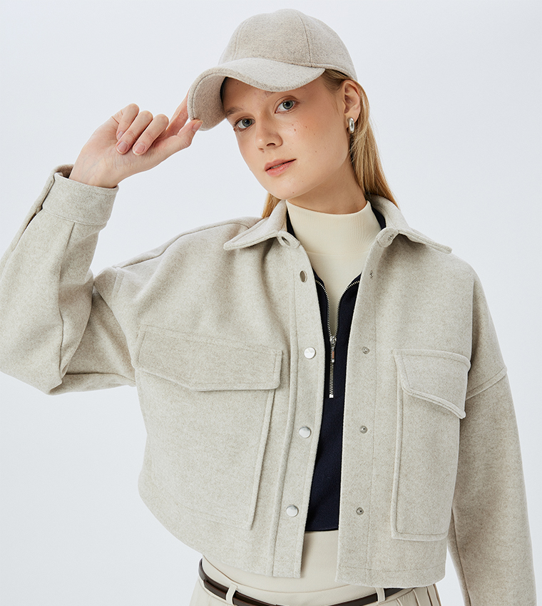 جاكيت قميص كروب بأكمام طويلة