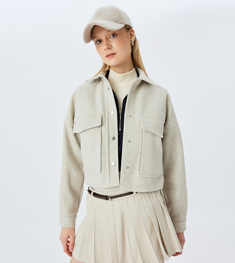 جاكيت قميص كروب بأكمام طويلة