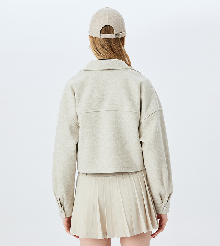 جاكيت قميص كروب بأكمام طويلة