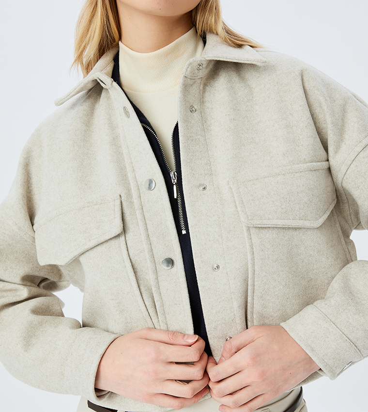 جاكيت قميص كروب بأكمام طويلة